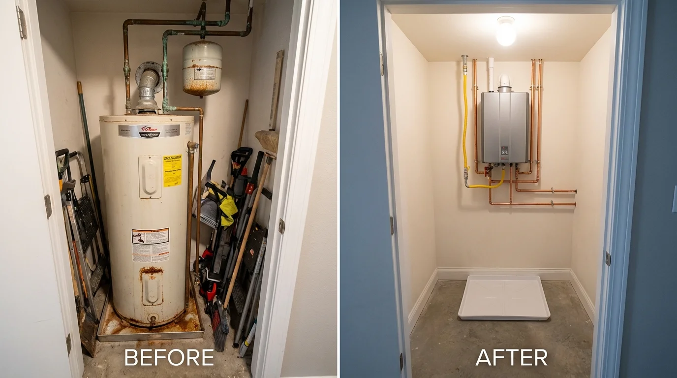 Tank water heater versus wall-mounted tankless unit comparison for Caledonia, MS homeowners